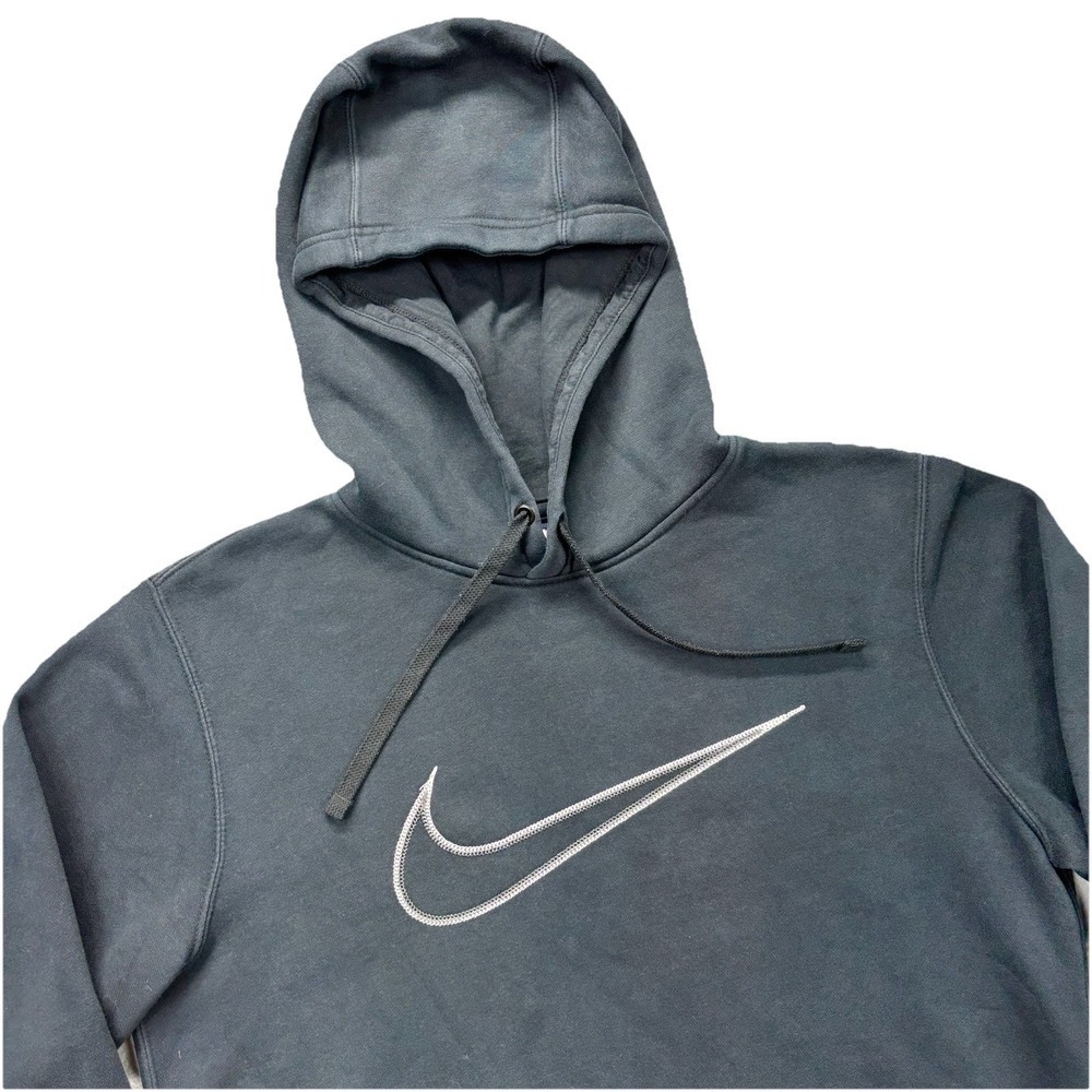 Nike Hooded Sweatshirt Mens‎ Small Dark Blue Center Swoosh Y2K Academia Pullover
